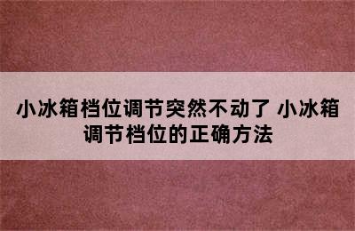 小冰箱档位调节突然不动了 小冰箱调节档位的正确方法